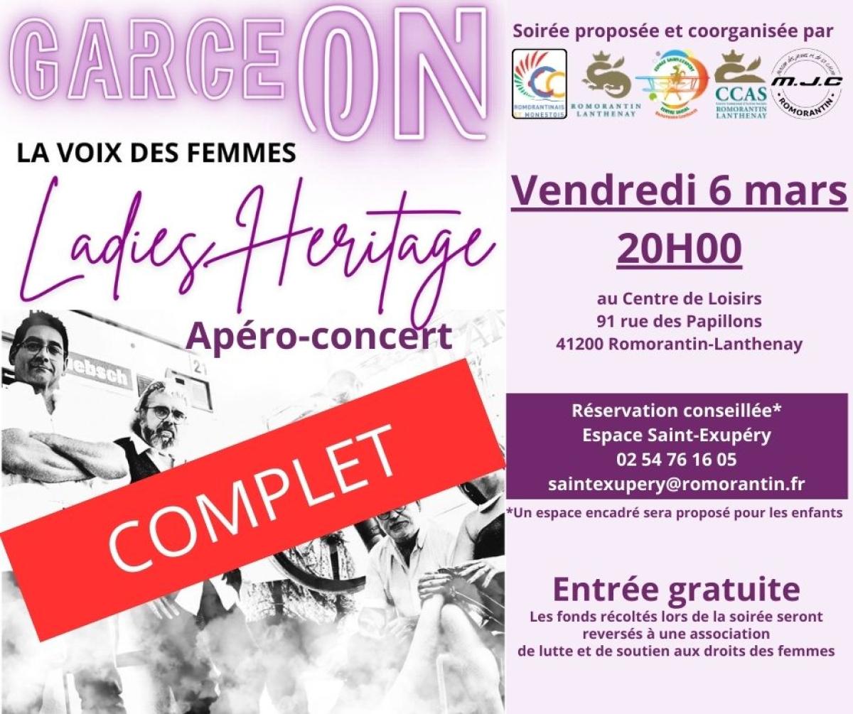 Mars 2026, mois des droits des femmes à Romorantin : Apéro-concert Ladies Heritage, La voix des femmes